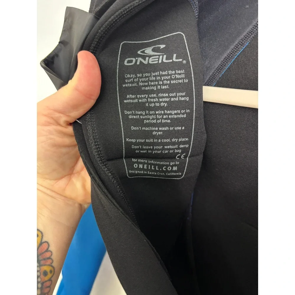 O'Neill Kids Reactor 3/2 mm Back Zip Full Wetsuit Blue Black S 12 5044